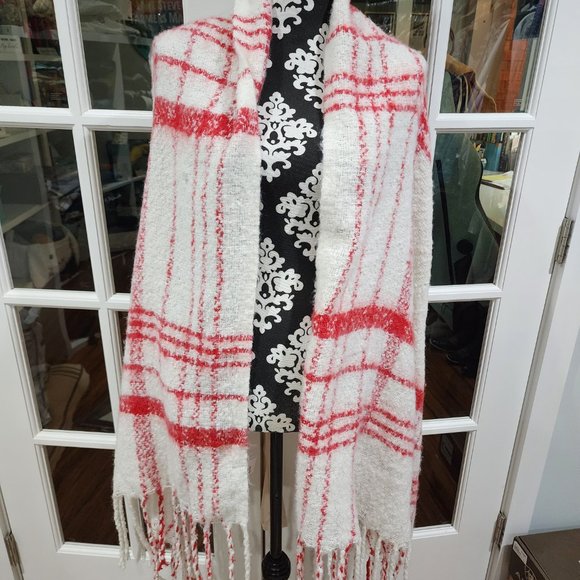 Free People Red/White Super Soft Blanket Scarf - Picture 2 of 3